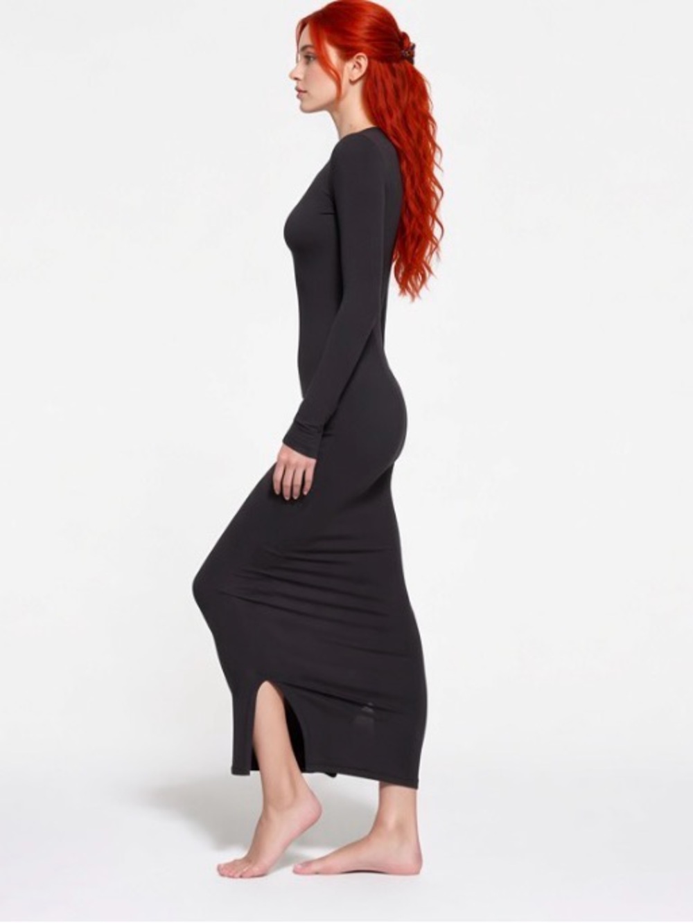 🖤 SKIMS Sleep Henley Long Dress | Onyx | S | NWOT 🏷️
